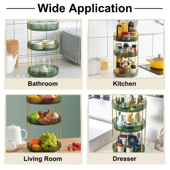 Rak Makeup Gold / Rak Gold / Rak Bumbu / Rak Dapur/ Rak Putar / Rak Rotating Makeup Organizers