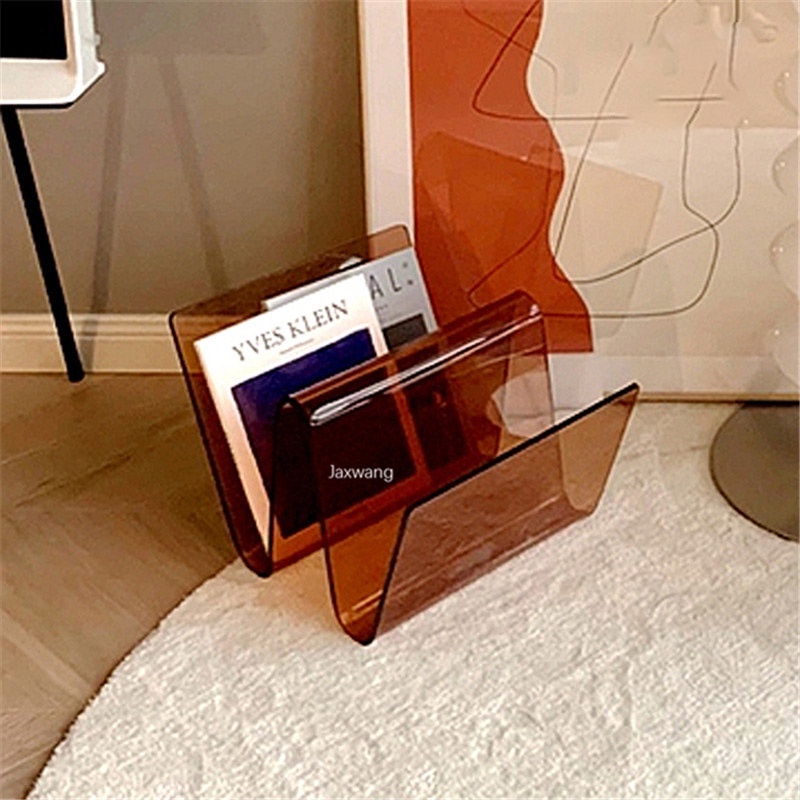 Nordic Book Rack Ins Creative Luxury Desktop Acrylic Transparent Bookshelf Design Curved Book