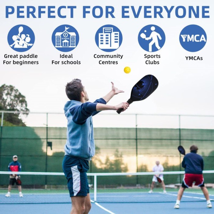 Pickleball Full Set Pickleball Net + 4pcs Raket Pickleball + 8pcs Bola