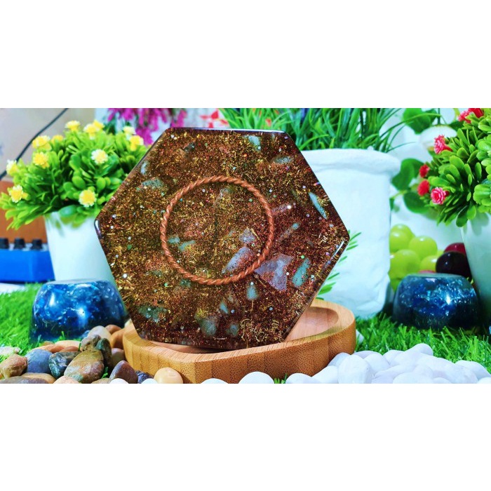 Orgone Hexagon Disc - Metatron Copper - X Tensor Ring