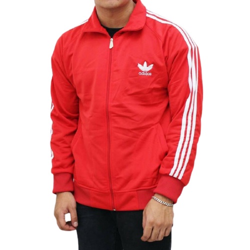 NEW DEALS Jaket Adidas Tracktop Firebird - Hitam Strip Putih Fleece Pria/Wanita