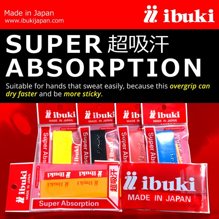 HOT SALE Grip Karet Raket Badminton / Grip Karet Tennis IBUKI Super AbsorptionGrip Raket Lengket