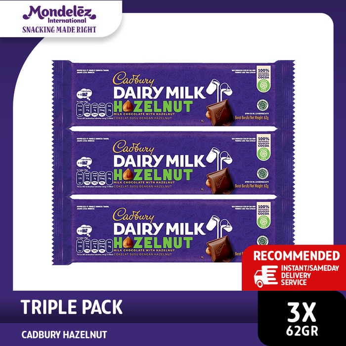 

Cadbury Cokelat rasa Hazelnut 62gr - Triplepack