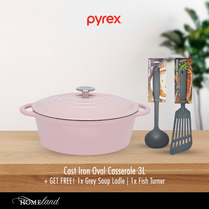 PROMO Pyrex Oval Cast Iron Casserole / Panci Kaserol