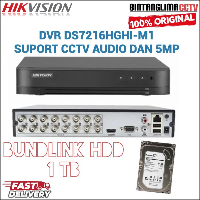 DVR HIKVISION 16 PAKET PLUS HARDDISK ORYGINAL GARANSI