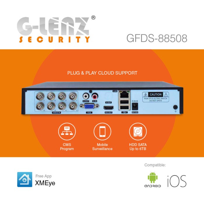 GLENZ CCTV DVR 8 5MP - GFDS 88508M (5MP)