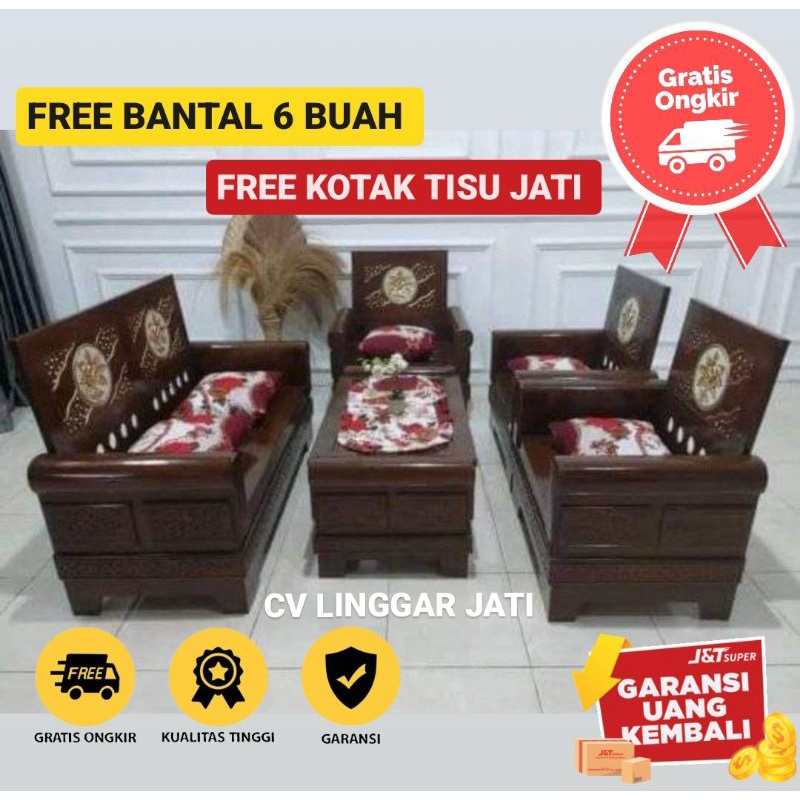 Mentah - Kursi Ruang Tamu Jati Gelung Kayu Tebal Antep Promo Kembang jati