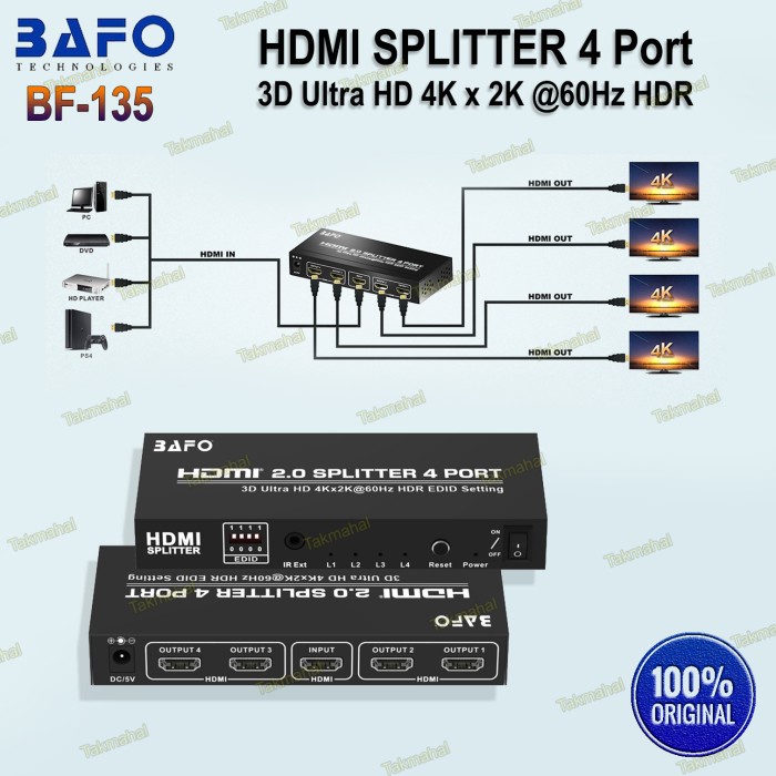 HDMI Splitter BAFO 4 Port - Splitter HDMI BAFO 4 Port