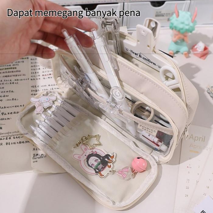 

Tepak/tempat pensil transparant Import Kotak Pensil Kawaii Kapasitas Besar Kotak Pensil Pensil Lipat