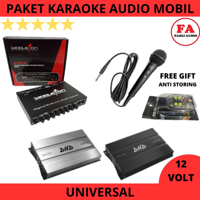 Paket karaoke audio mobil pre amp + mic