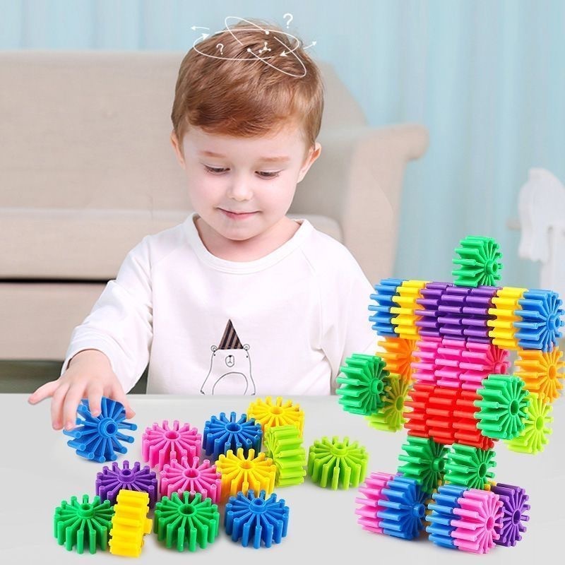 NEW PRODUCT HAHA TOY 128PCS DIY GEAR PUZZLE BALOK SUSUN MAINAN EDUKASI ANAK BUILDING BLOCK GEARS