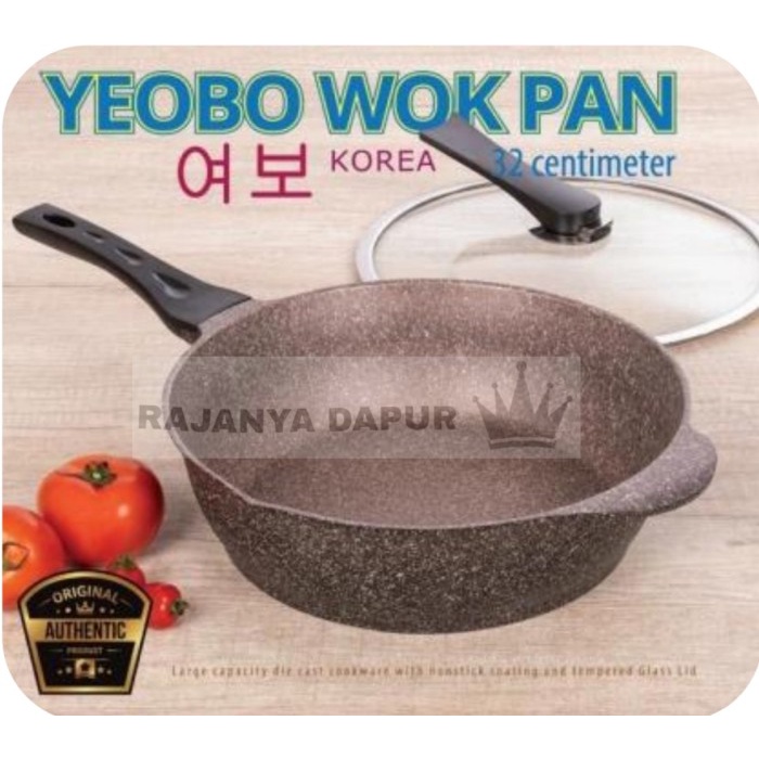 Wok pan 32 Yeobo - wok yeobo 32 cm - wajan marble 32 cm Harga MurahBebas OngkirTerbatasTermurah
