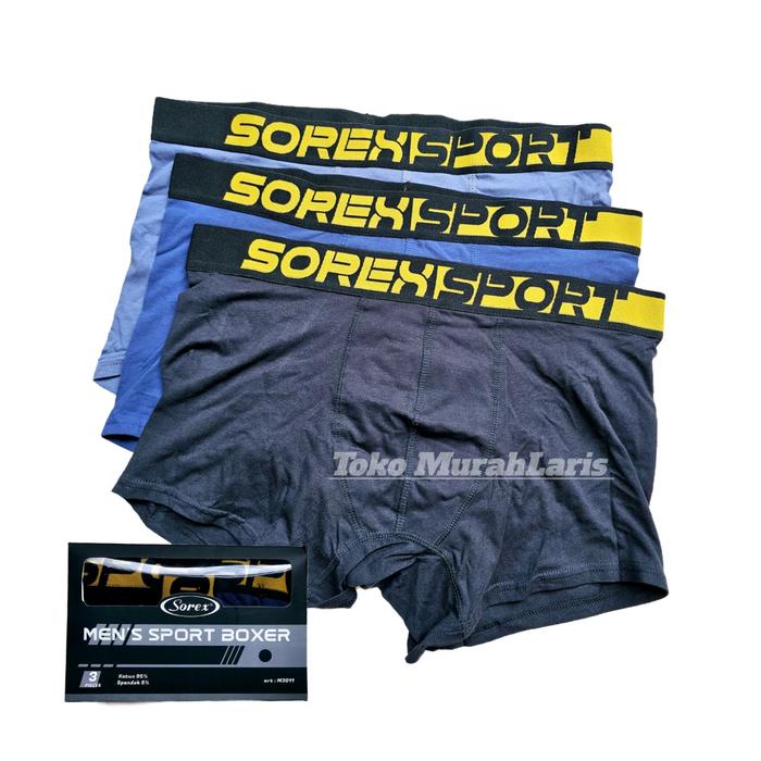 Cd Pria Boxer Sorex Man M 3011 Katun Celana Dalam Bokser Laki Laki Sorek Isi 3 Pcs Asli 100%