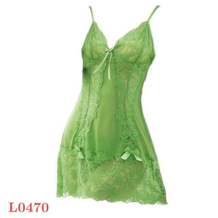 L0470 - Baju Tidur Lingerie Nightgown Hijau Transparan Asli 100%