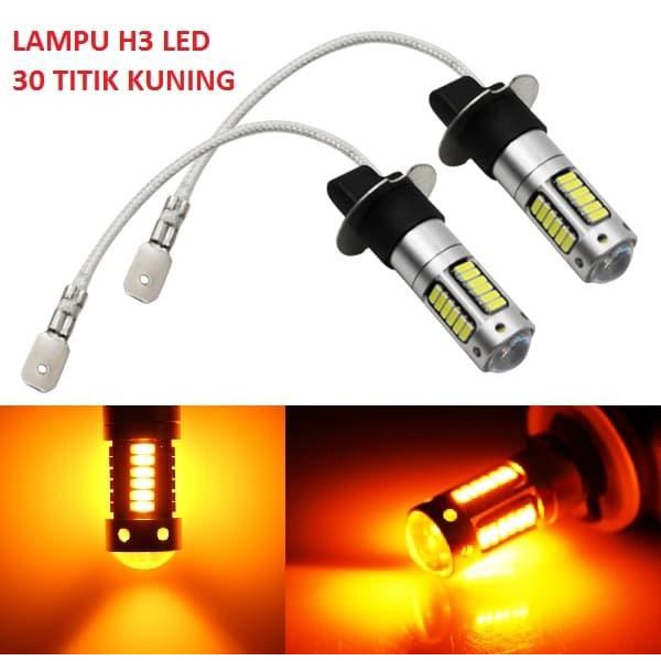 Lampu Foglamp H3 LED 30 Titik Lensa Projector Kuning