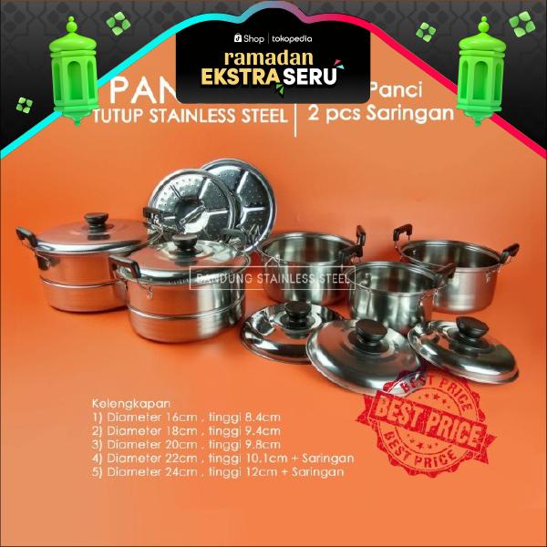 Panci set panci sup kukus stainless steel steamer soup pot murah