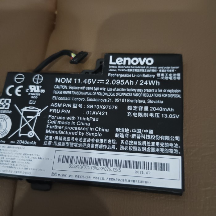 Baterai Internal Lenovo thinkpad T470 T480 A475 A485 Good