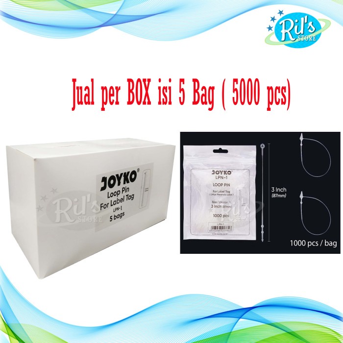 Joyko Loop Pin 3 Inch Joyko / Loop Lock Pin / Tali Hangtag 5.000 Pcs / Hangtag Baju / Kaus Kaki New
