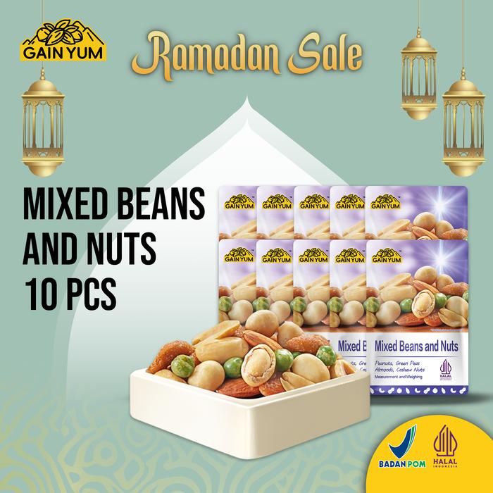

terbaru !!! new gain yuan snack - mixed beans and nuts small pack x10 ready