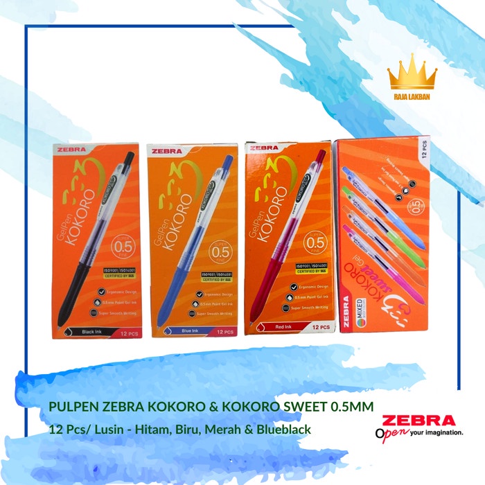 

TERLARIS! Pulpen Gel Zebra Kokoro 0.5 mm Warna Warni - Lusin