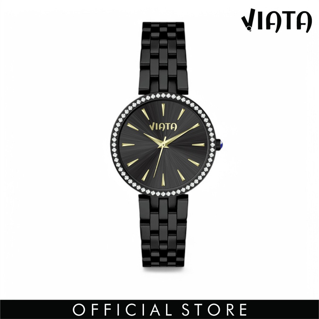 VIATA Jam Tangan Pria Wanita Couple Pasangan Tali Rantai Analog Stainless Steel CA116-3 & BK338-8