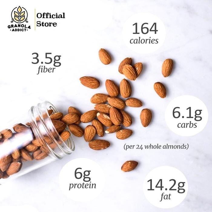 

terbaru !!! granola addict - roasted whole almond / kacang almond panggang 1000g (1kg) ready