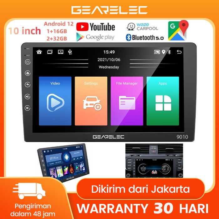 BISA GOSEND GEARELEC HEAD UNIT DOUBLE DIN ANDROID 12 10 INCH UNIVERSAL SKELETON BERKUALITAS