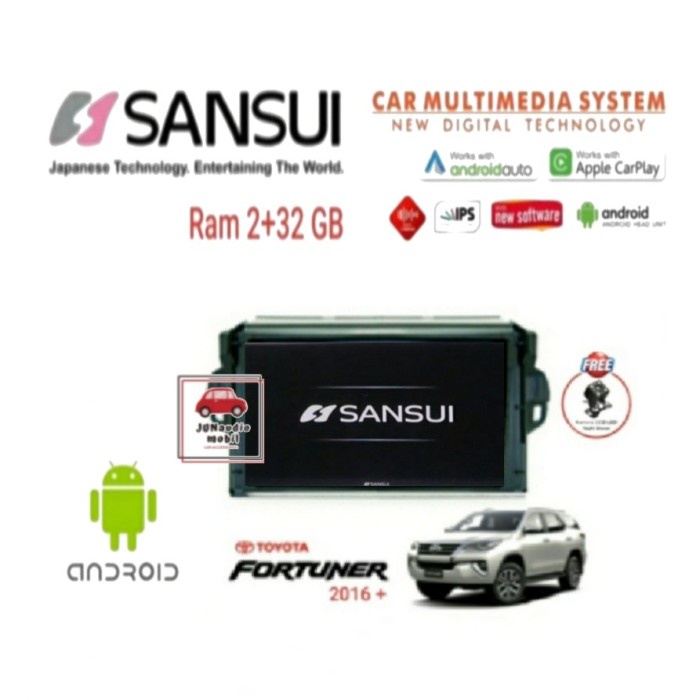 BISA GOSEND HEAD UNIT ANDROID SANSUI 9 INCH OEM FORTUNER VRZ 2016 UP + KAMERA
