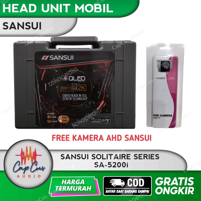BISA GOSEND HEAD UNIT ANDROID 10 INCH SANSUI SOLITAIRE SA-5200I QLED 2K HI RES HD