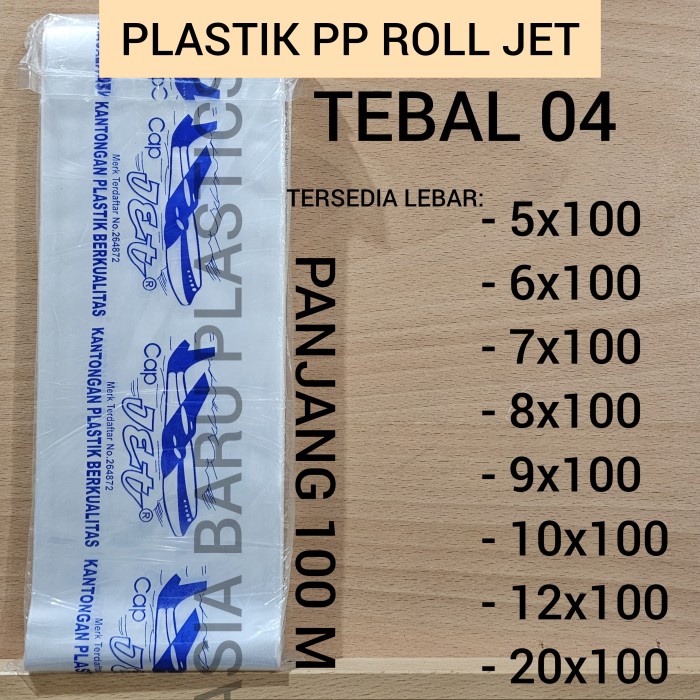 TERBARU Plastik PP Roll Jet Tebal 0.04 Lebar 5 6 7 8 20 Panjang 100m Kantong Plastik Bening Roll
