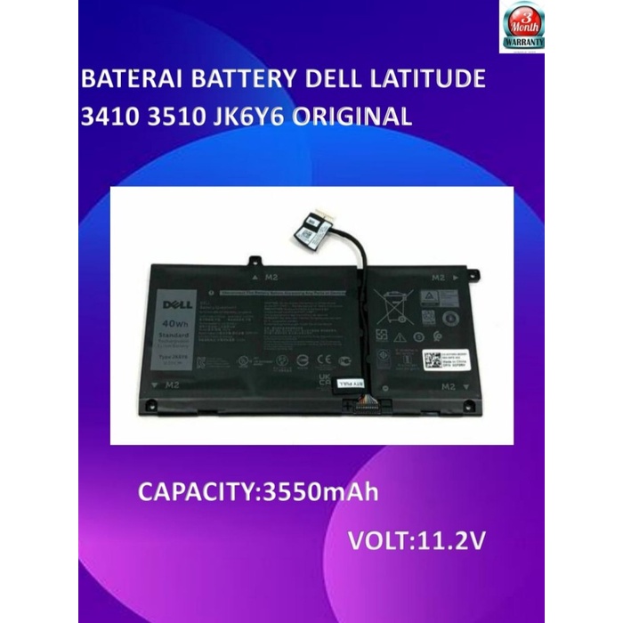 BATERAI BATTERY DELL LATITUDE 3410 3510 JK6Y6 ORIGINAL