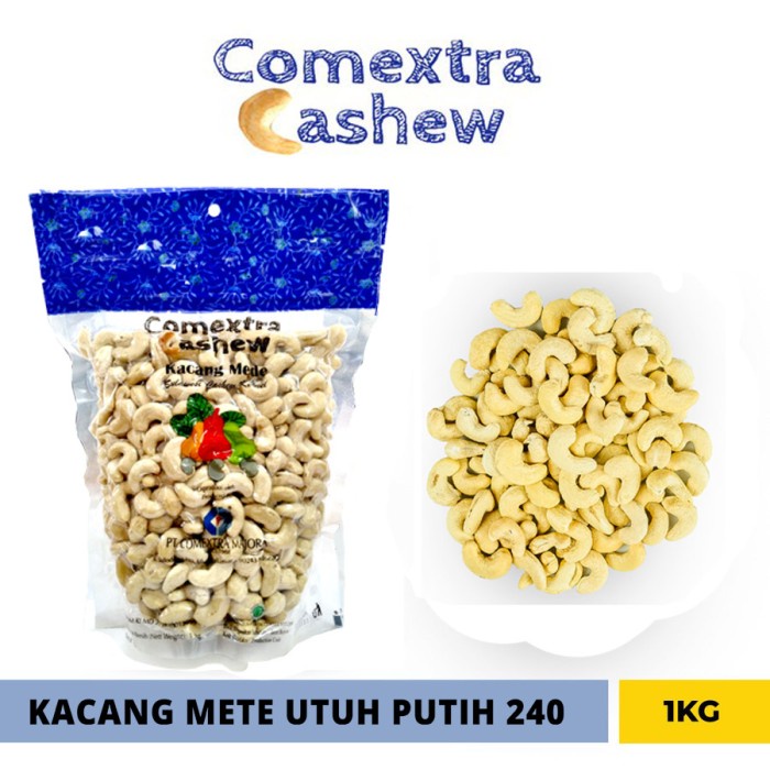 

Kacang Mede Mentah Utuh Putih 240 Premium 1 Kg - Cashew Mete Mente