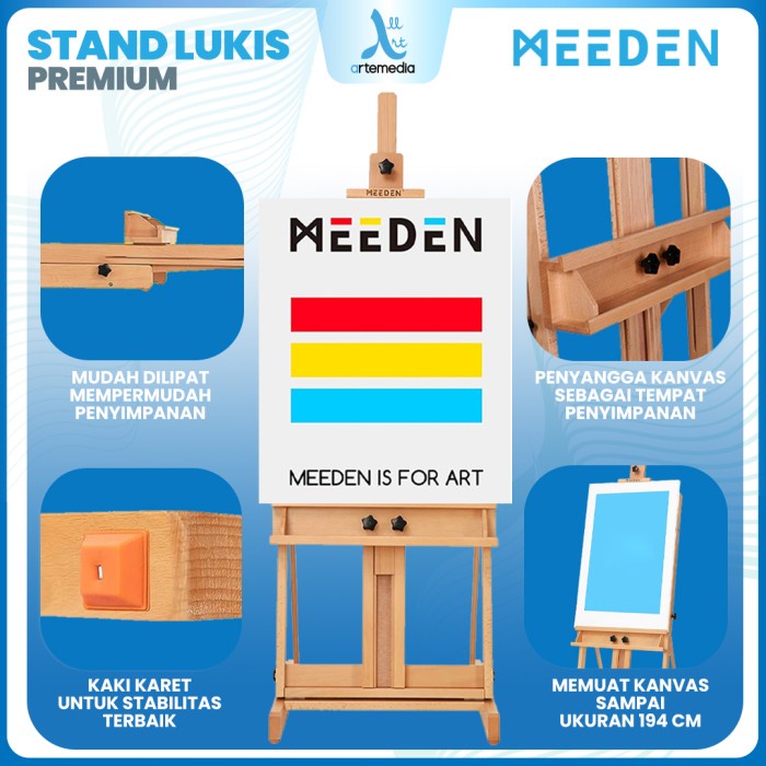 

HOT SALE! Meeden Floor Easel H-Frame Studio Heavy Duty Solid Wood Stand Lukis
