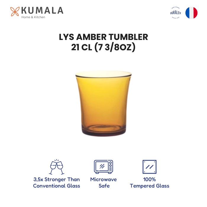 [mojiko] - Duralex Gelas Lys Amber Tumbler 21cl (Tempered Glass) -Isi 6pcs
