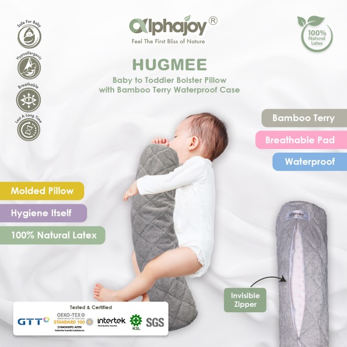 Alphajoy Hugmee Baby Toddler Bolster Latex Guling Bayi Anak Waterproof
