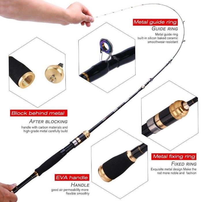 Sougayilang 1.2M Joran Pancing Udang 2 Bagian Gagang Pancing Kayu Eva Menangani Joran Pancing