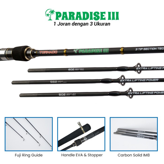 Joran Spinning Tornado Paradise Iii Top 3 Section Handle Full Eva Promo
