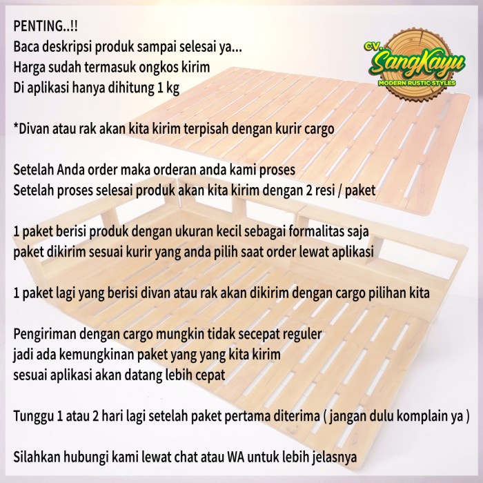 Tempat tidur kayu dipan divan ranjang alas matras kasur spring bed