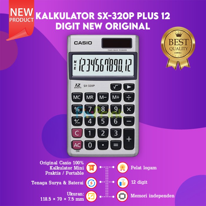

CASIO SX-320P KALKULATOR SAKU PORTABLE 12 DIGIT CALCULATOR POCKET ORI