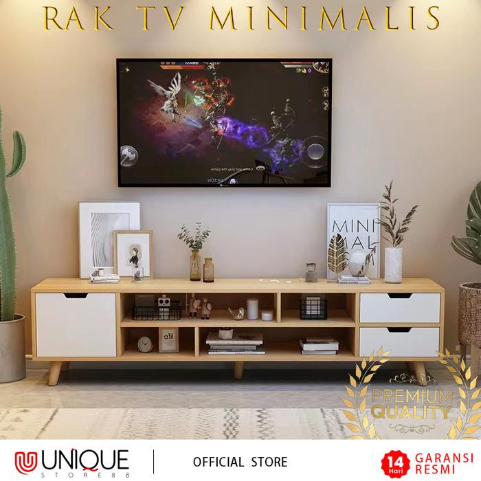 PREMIUM Meja TV Kayu Rak Tv Minimalis Lemari Tv Persegi Panjang Rak TV Jumbo Bahan Kayu MDF Tebal