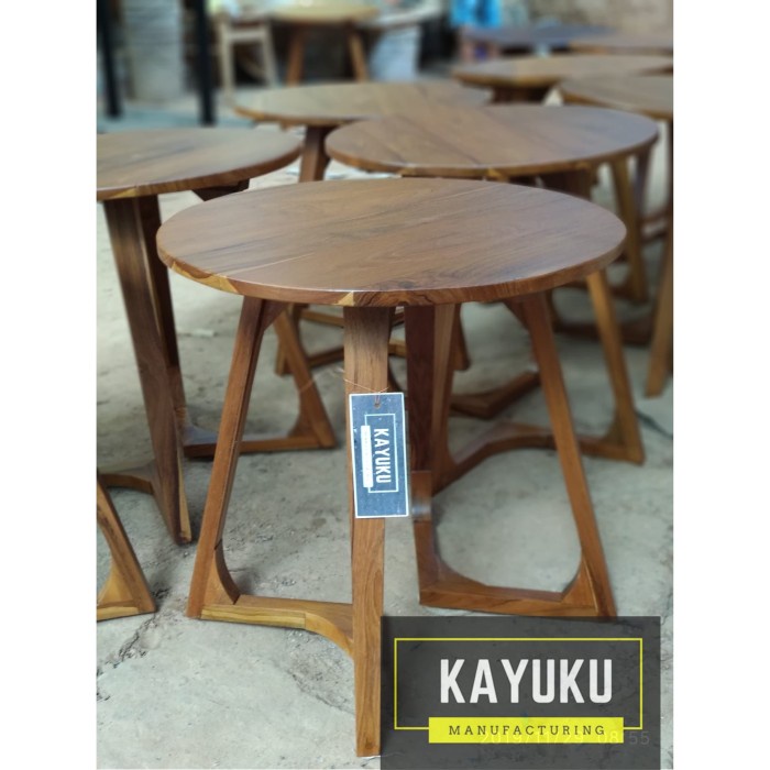 PREMIUM meja bulat kayu, meja bulat cafe