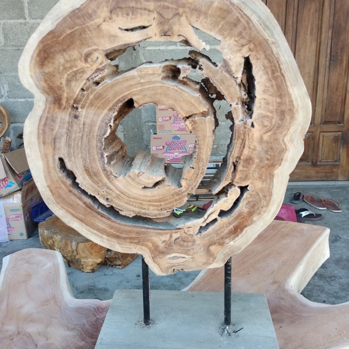 PREMIUM pajangan meja kayu jati erosi