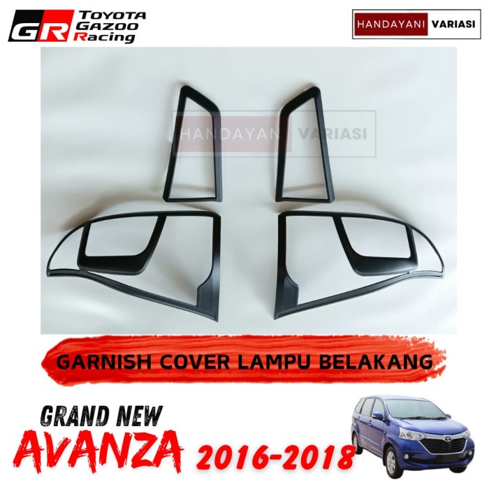 Cover Garnish Lampu Belakang Hitam Toyota Avanza Veloz Xenia 2016 2018