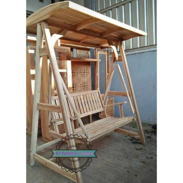 PREMIUM Ayunan Kayu Jati Minimalis Ayunan Taman Kursi Ayunan Gantung Mentahan
