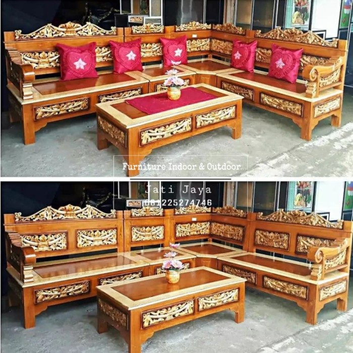 PREMIUM Kursi tamu sudut kayu jati mewah asli jepara