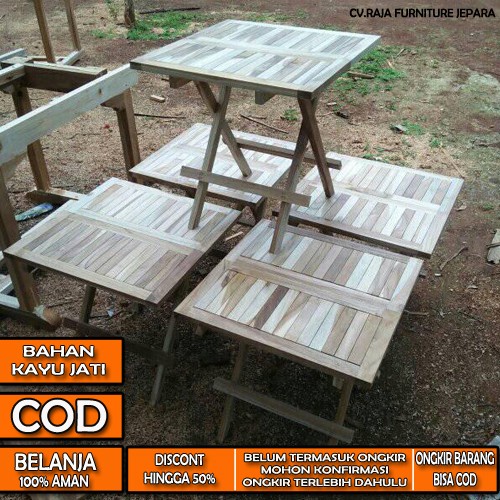 PREMIUM MEJA LIPAT MEJA PIKNIK BAHAN KAYU JATI JEPARA