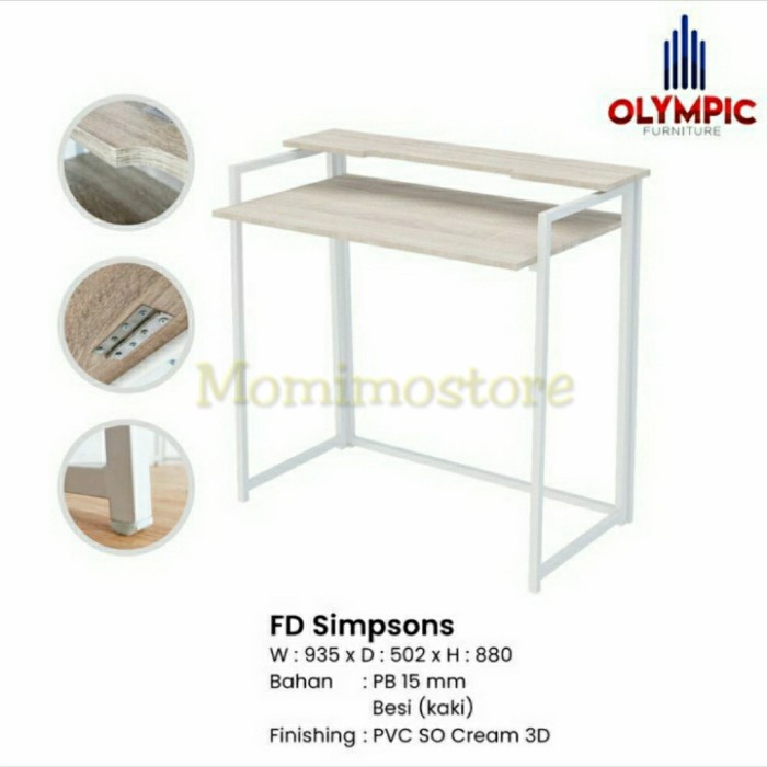 PREMIUM FD SIMPSONS OLYMPIC MEJA KAYU LIPAT SERBAGUNA MEJA TULIS BESI SIMPSONS