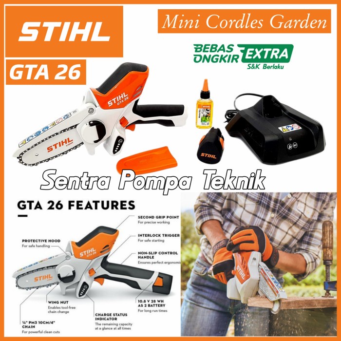 STIHL GTA 26 Mesin potong ranting pohon Chainsaw mini Cordless