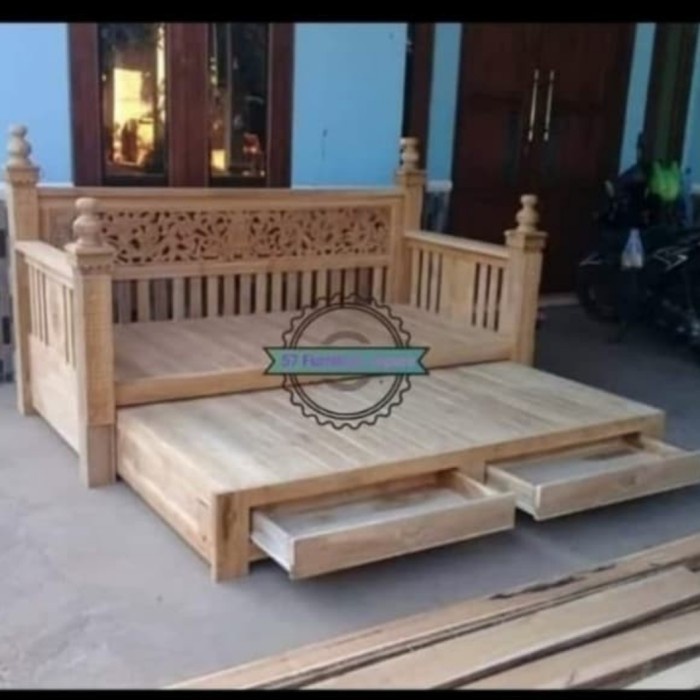 PREMIUM Custom bale bale daybed bangku panjang susun/ sorong kayu jati Jepara