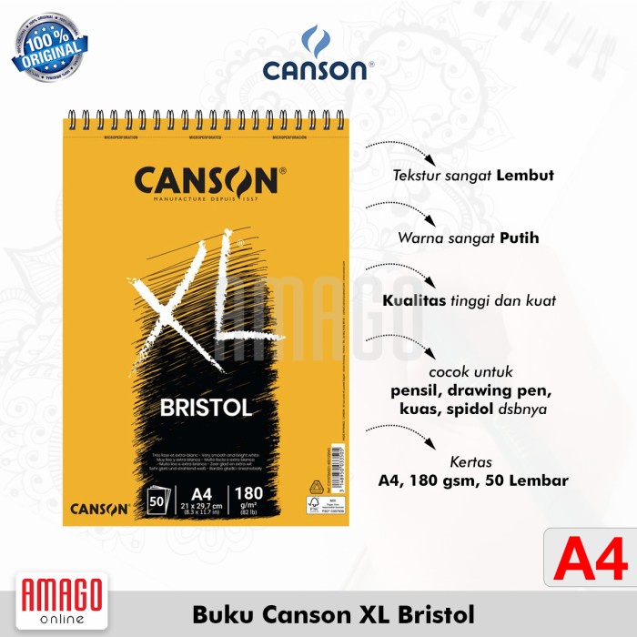 

CANSON XL - BRISTOL - 50 SHEETS - A4 - 180G (PAD) - 400039172